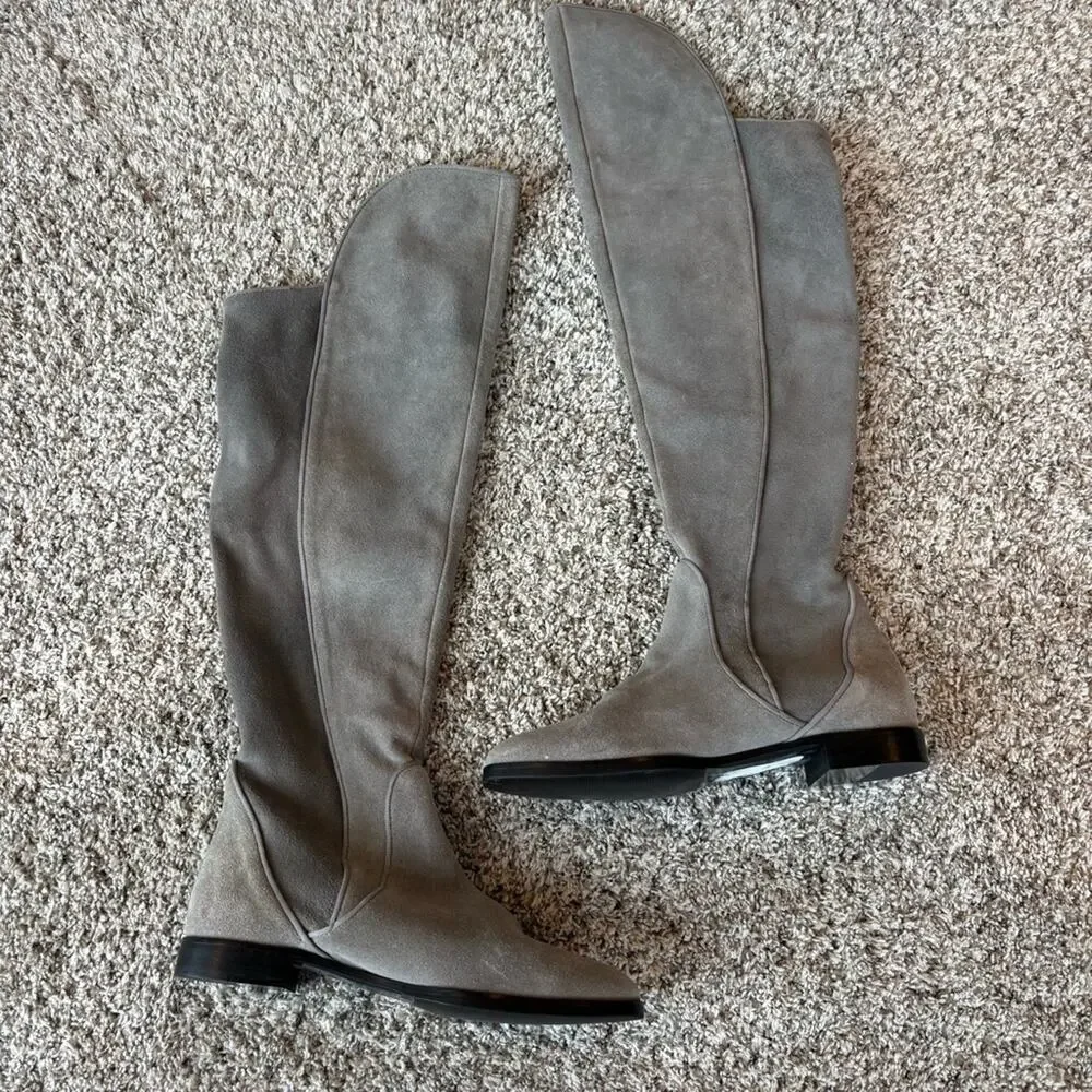 Joe Sanchez Women's Suede Over-The-Knee Boots in Gray Size 39 (8.5)